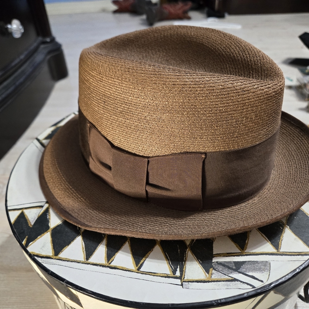 Vintage Adam Milan Straw Fedora Hat
